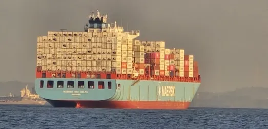 Loaded container ship Cornelia Maersk at sea