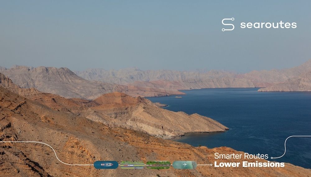 Container ship at sea with biofuel bunker infrastructure amid Hormuz shipping crisis